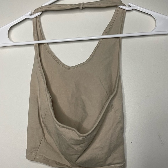 Two H&M Halter Cropped Top Green and Tan Small - Picture 3 of 4